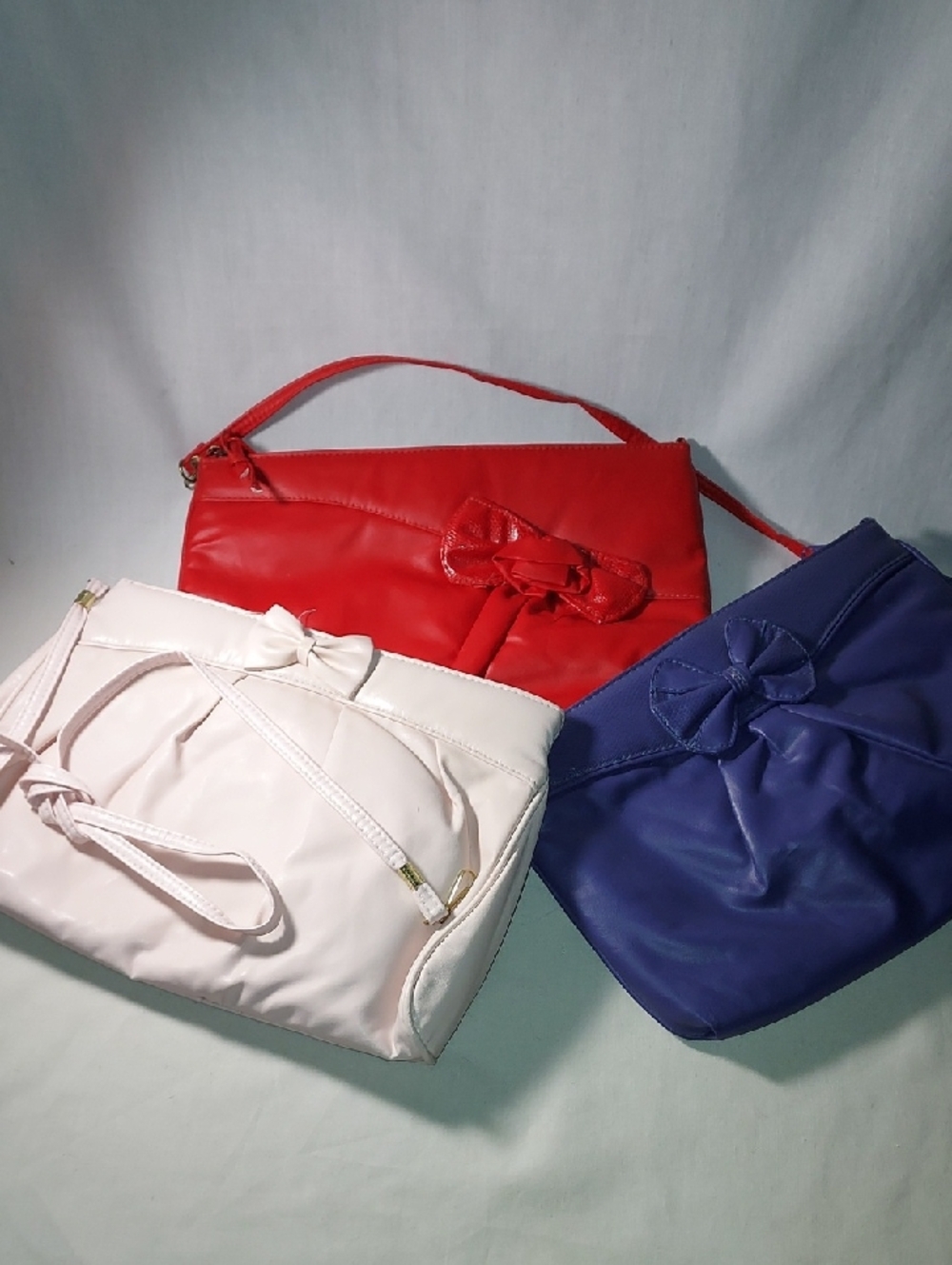 Red White Blue Zipper Pocketbooks With Strap Marked Gitano Inside Bow Design